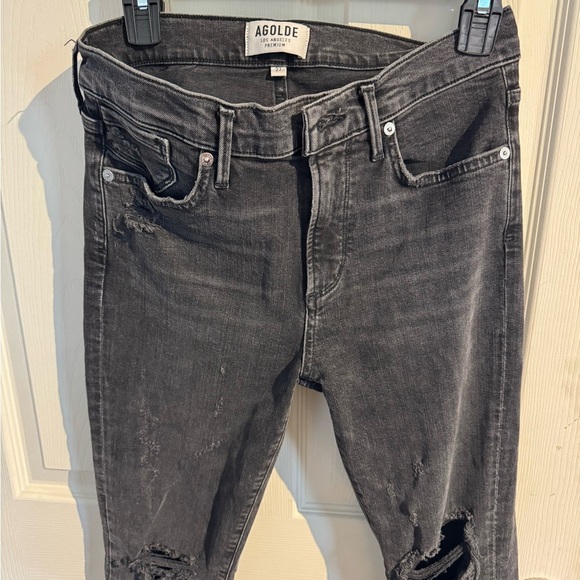 Agolde Pinch Waist Skinny Jeans Grey High Rise Stretch Denim Womens Size 27 B467 - Picture 4 of 16
